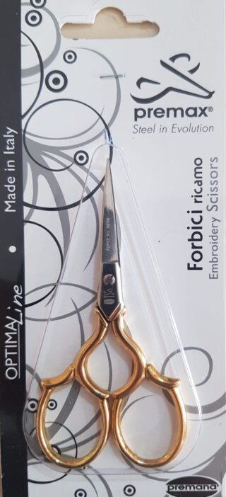 Forbici Ricamo Tour Eiffel Oro - 10 Cm, Acciaio Al Carbonio Nichelato, Made In Italy, PREMANA