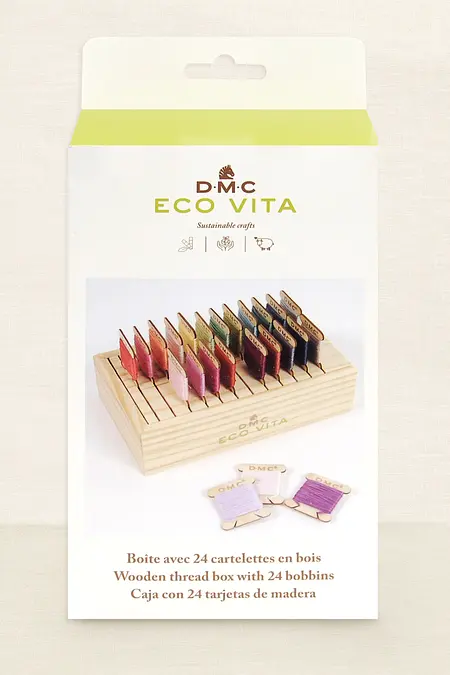 Scatola porta progetti in legno Eco Vita con 24 bobine - DMC